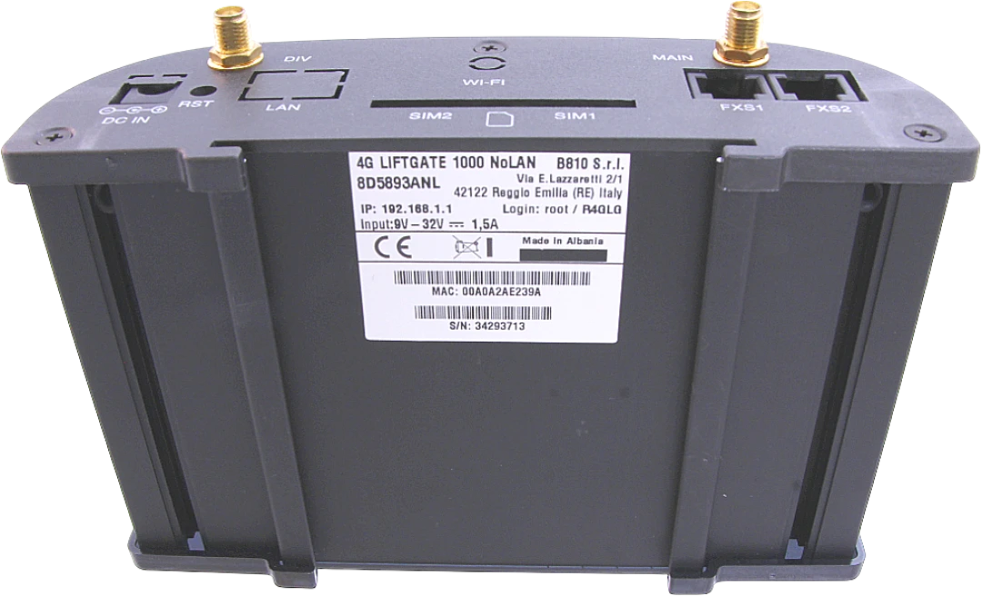 2G/3G/4G Gateway, Digicom Liftgate 1000,med backup, no LAN