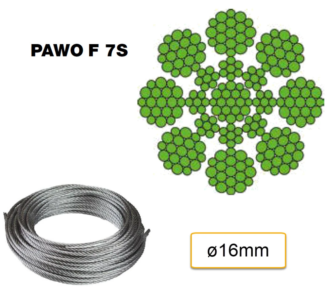 Lina, G Wolf PAWO F7S, ø16mm, 8x19W-IWRC 1570 N/mm², anpassad/meter