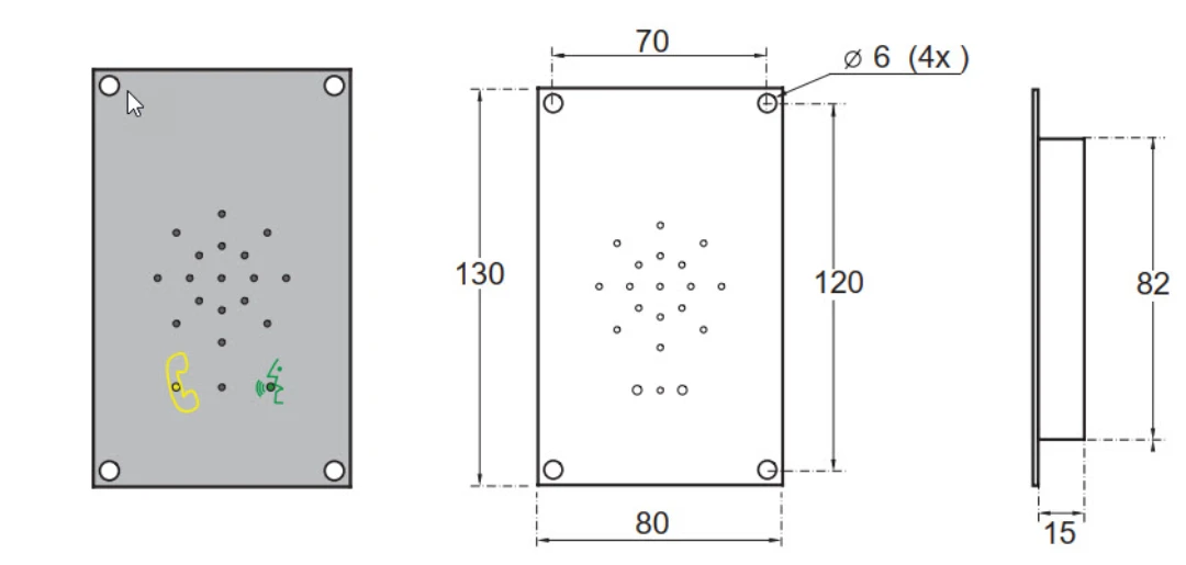 Nödtelefon, SafeLine MX2, infälld, med pictogram
