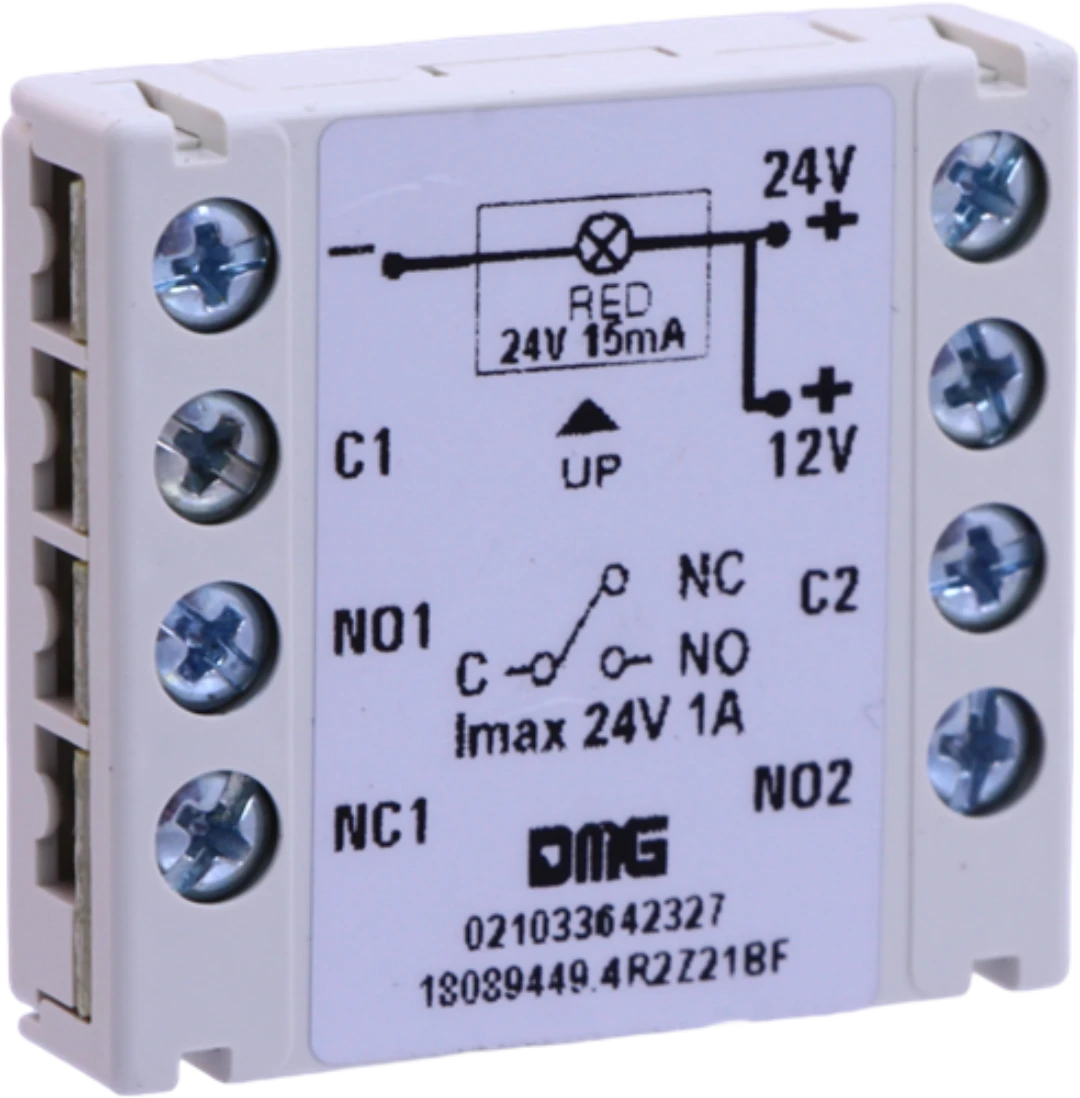 Kontaktblock/Knappelement, DMG, BF, 1CO+1NO kontakt 12/24VDC, röd LED