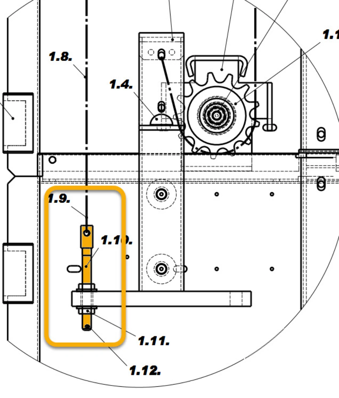 Gängbolt M6, Hütter/Hytter VKT, vertikaldörr, för kedja