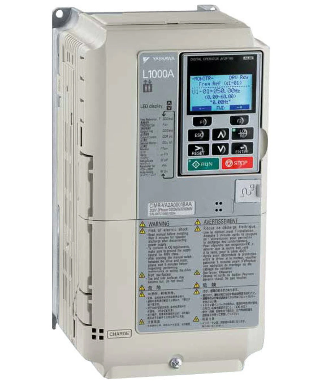 Frekvensstyrning, Yaskawa L1000A, 5.5kW, 15A, inkl. panel