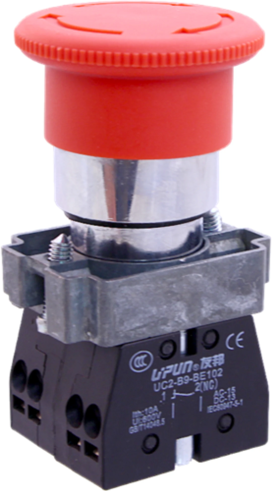 Stoppknapp, Tryck+Vrid, 1NO+1NC, M22, D=40mm