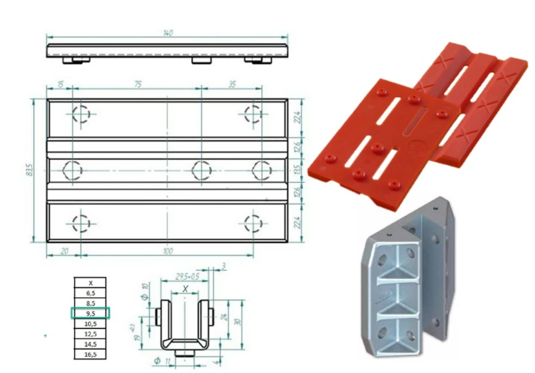 Styrskofoder, tysk std, 140x29.5x30, 9mm, vikbart