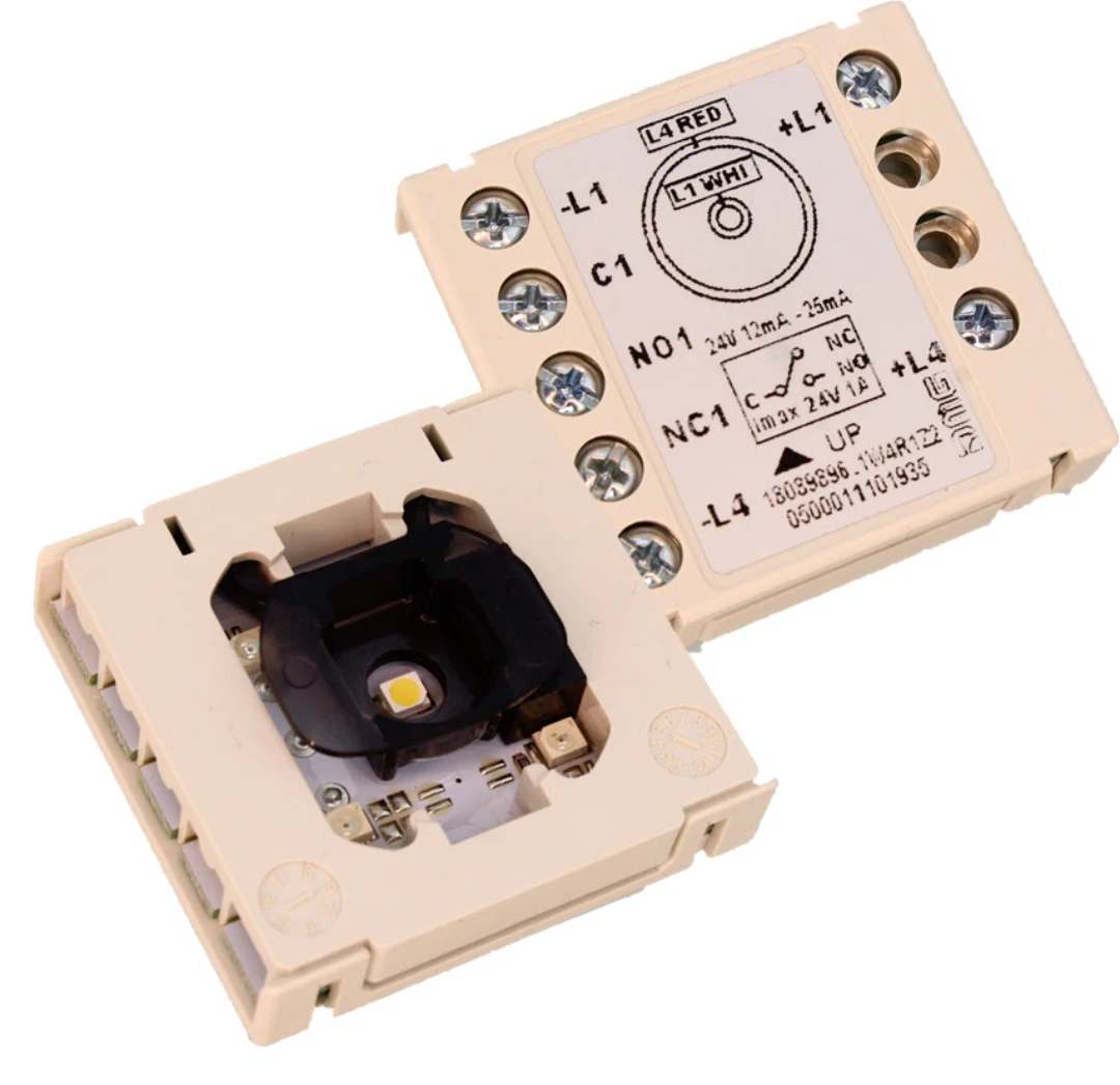 Kontaktblock, DMG Dual light, 24V/1A, 1CO-Kontakt., röd/vit