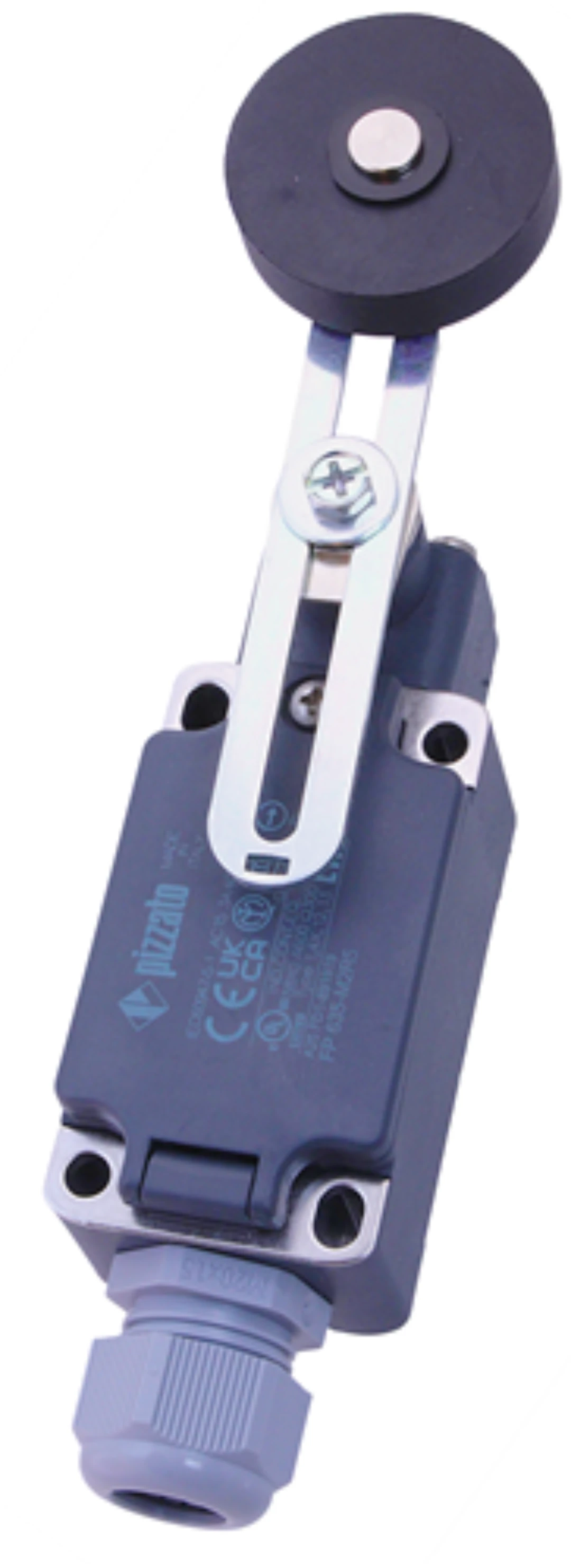 Brytare, Pizzato, FP635-M2R5, justerbar arm med gummirulle ø40mm