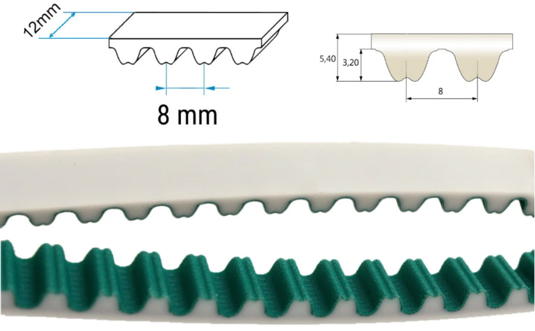 Tandrem, Passar Sematic, PU, RPP8/12, b=12mm, anpassad/meter