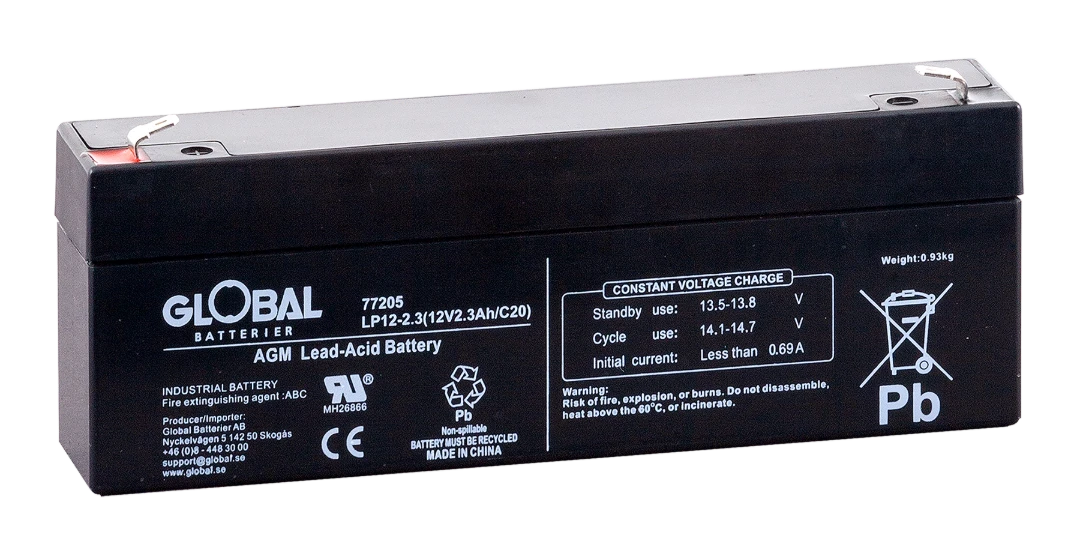 Batteri, Global, 12V, 2.3Ah, AGM