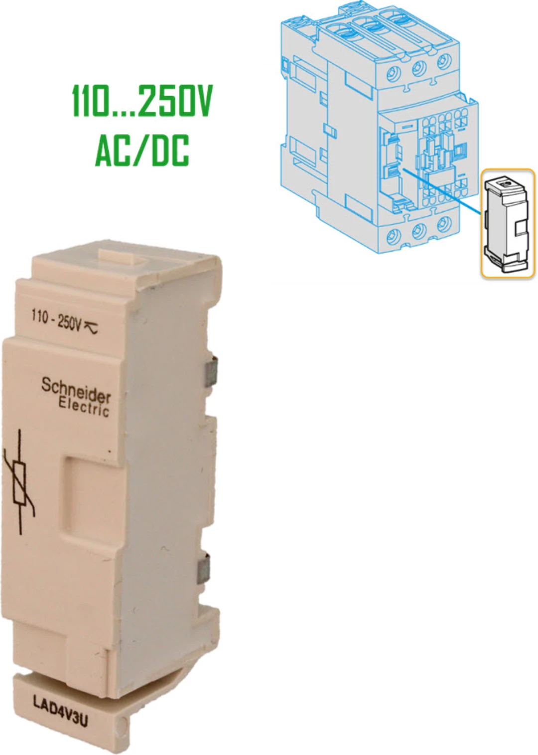 Varistor, LAD4V3U, 110-250VAC/DC, Störningsskydd