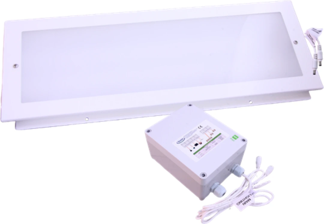 LED Korgarmatur med nödljus, infälld, LxB=655x235mm, 23,5W