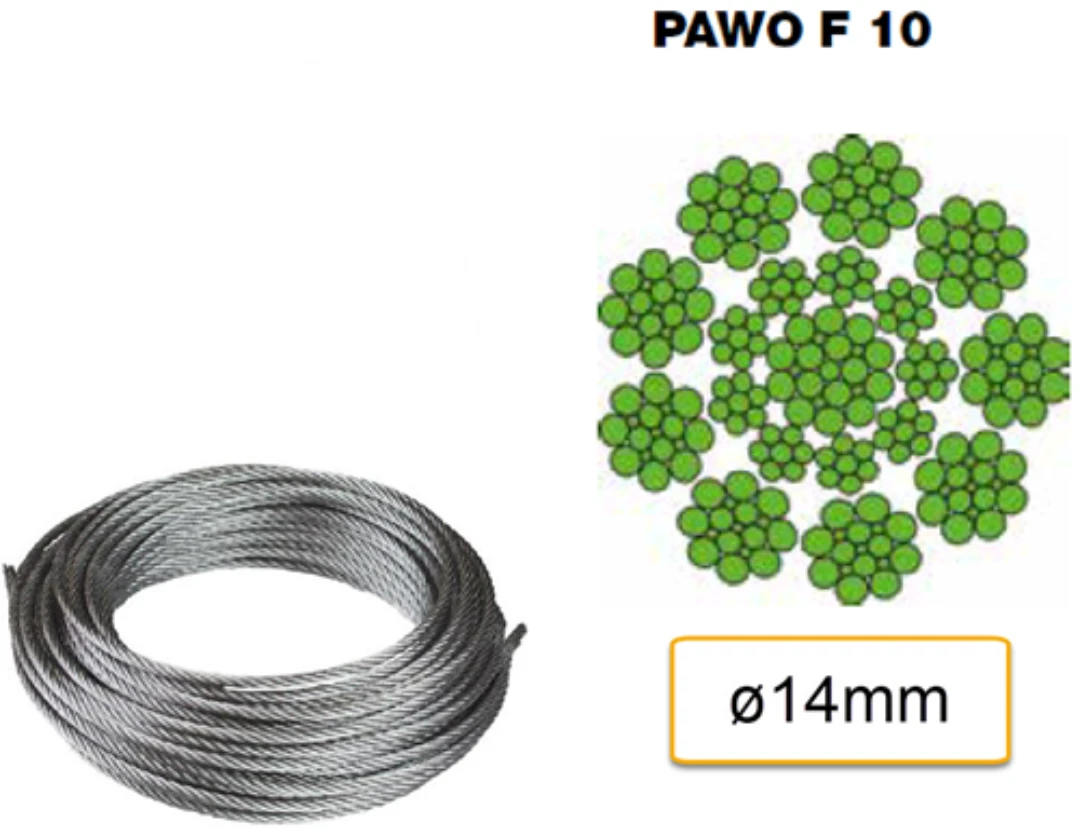 Lina, G Wolf PAWO F10, ø14mm, 9x21F-IWRC 1570 N/mm², anpassad/meter