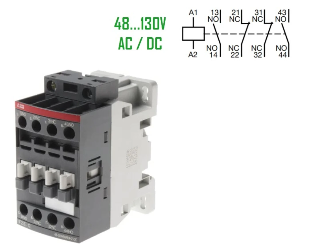 Kontaktorrelä, ABB NF-22, 48-130V AC+DC, Skruvansl., 2NO/2NC