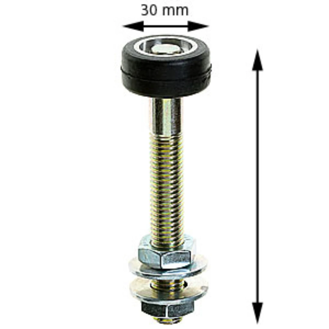 Låsrulle med axel, M12x100mm, 30mm rulle