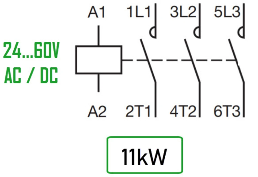 Kontaktor, ABB AF26, 24-60V AC+DC, Skruvansl., 26A/11kW