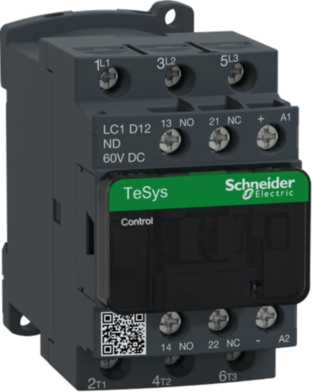 Kontaktor, Schneider, LC1D12ND, 60VDC, 12A, 5.5kW, 3NO+1NO/1NC