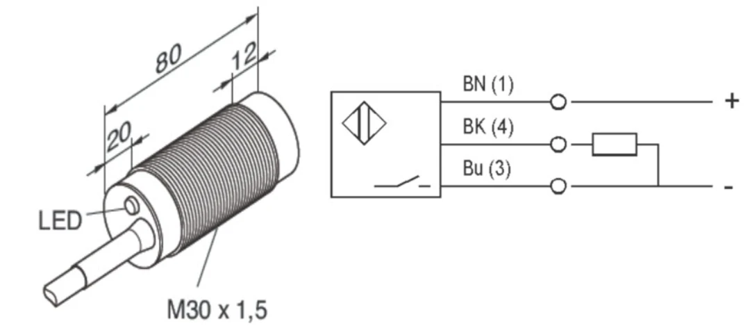 Induktiv brytare, KONE, IX23, 10-30VDC