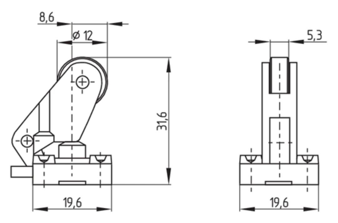 Brytare, Schmersal TK 236-11z-M20, med ø12mm rullhuvud