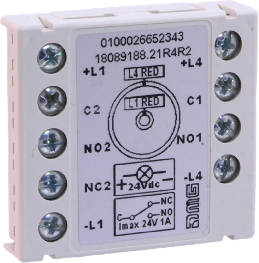 Kontaktblock, DMG Dual light, 24V/1A, 1CO+1NO-Kontakt., röd/röd