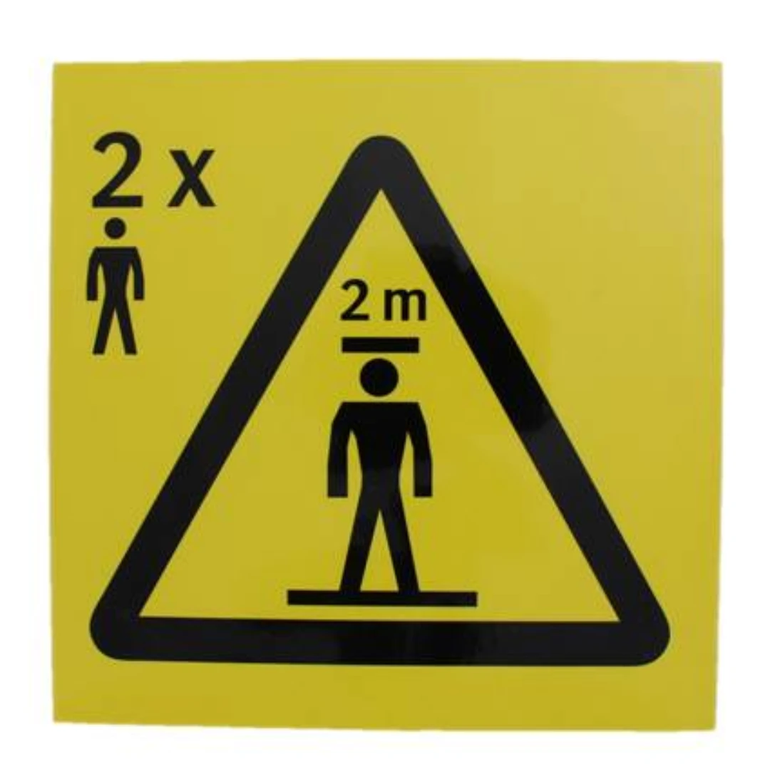 Skylt, räddningsutrymme 2m, 2 personer stående