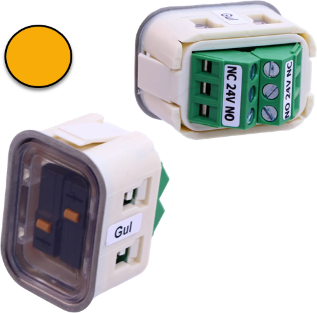 Knapp, HM-2535-S-M, NO/NC, gul, 24V