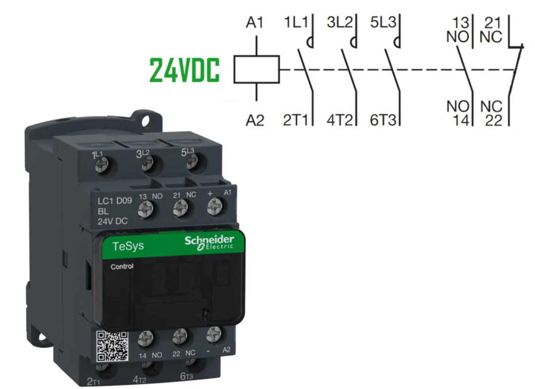 Kontaktor, Schneider/Telemec., LC1D09BL, 24VDC, 9A/4kW