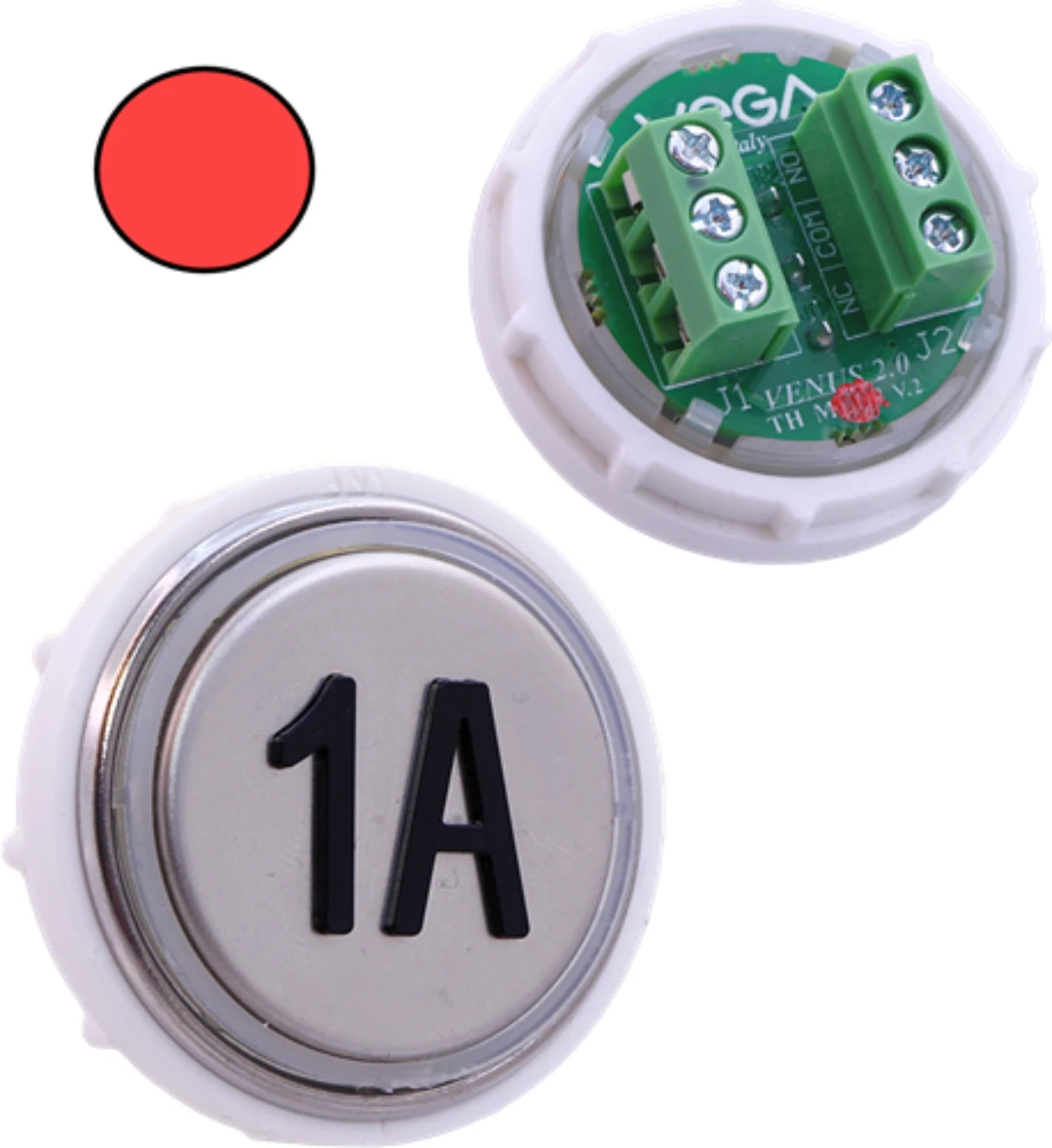 Tryckknapp, Vega, Venus, 12/24V, röd LED, Skruv, ''1A''