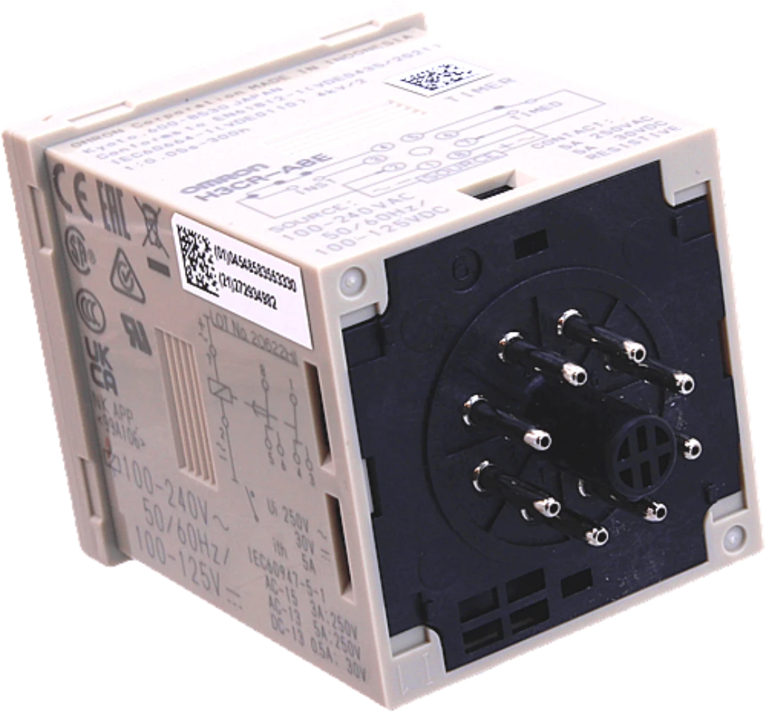 Tidrelä, Omron H3CRA8E, (DEVE), 8-pin sockel, 100-250V