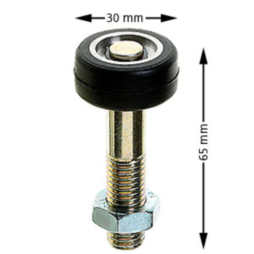 Låsrulle med axel, M12x65mm, 30mm rulle