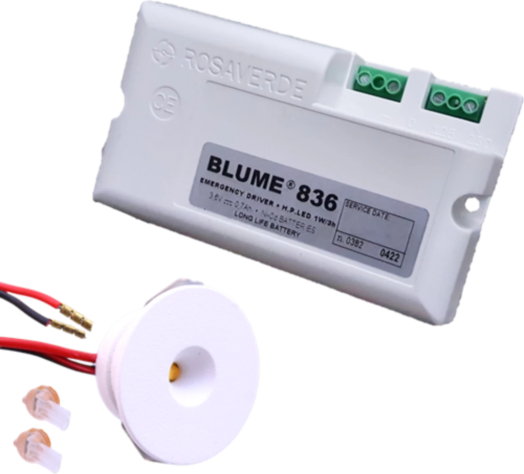 Set nödbelysning, lysdiod, 1W, vit 2700K, med batteri+nätaggregat