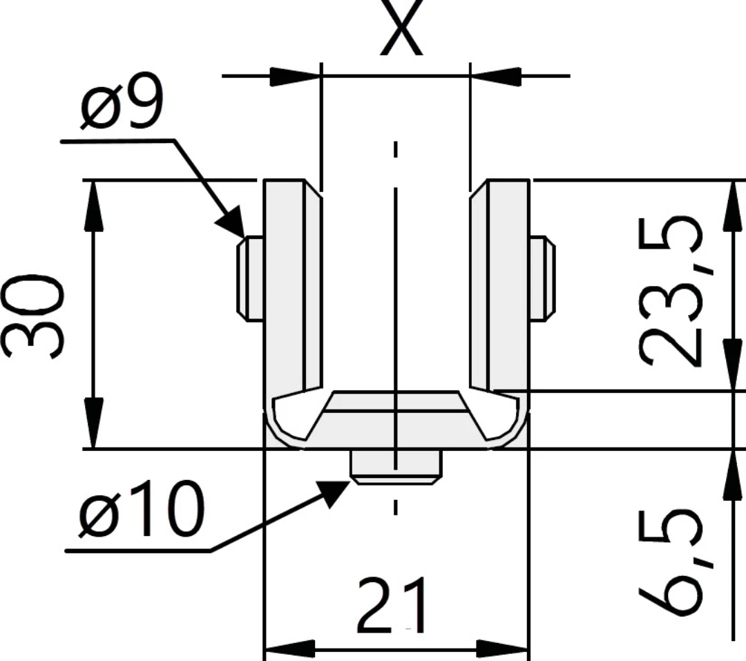 Styrskofoder, tysk std, motvikt, 100x20x30, 5mm, vikbart, 4 vårtor