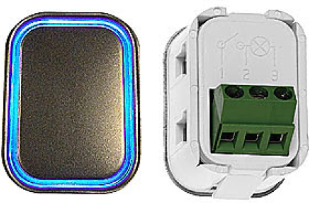 Knapp, HM-2535-S, blå med blank RF tryckbricka