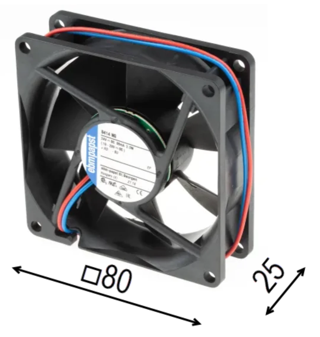 Axialfläkt, ebm-papst 8414NG, 80x80x25mm, 24VDC/2,2W/69m³/h
