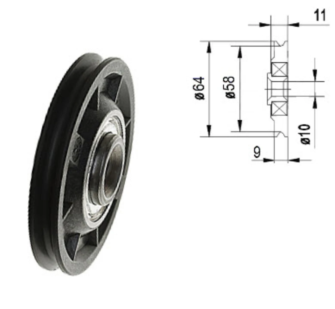 Synkrulle, Passar Wittur/Selcom, ø64/58/10x11mm
