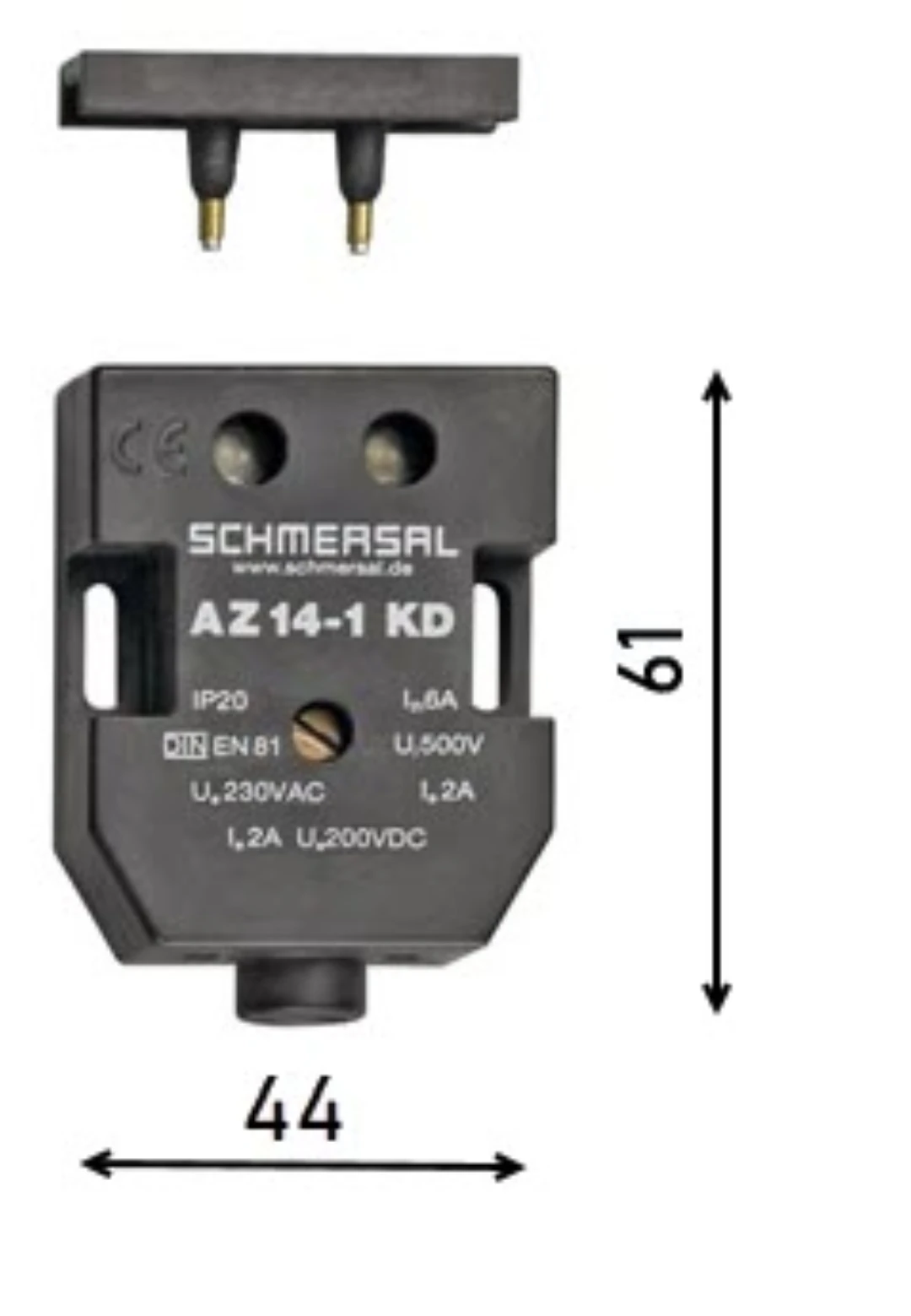 Dörrkontakt+Överkopplare Set, Schmersal AZ14-1KD + B/21
