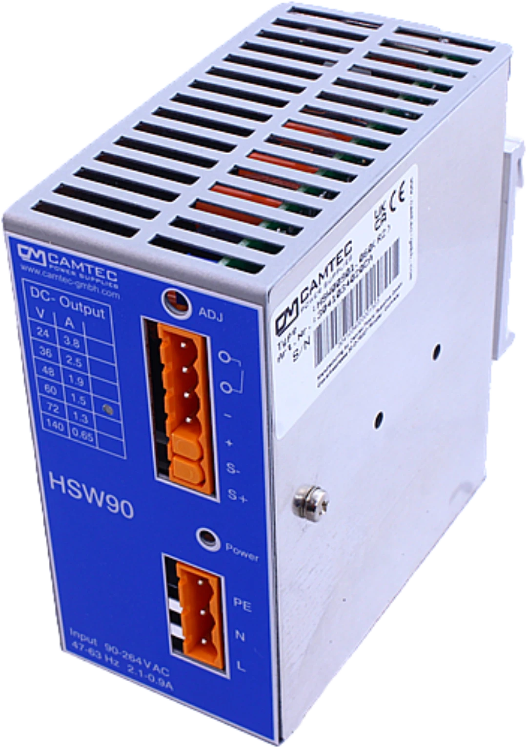 Nätaggregat, switchat, Camtec, 230VAC/60VDC, 90W, 1,5A, justerbar