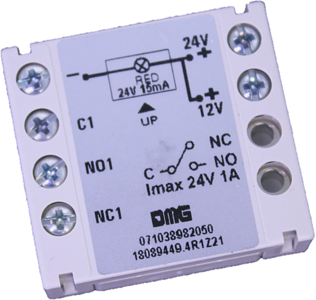 Kontaktblock/Knappelement, DMG, BL/BM/BP, 1CO kont., 12/24VDC, röd LED