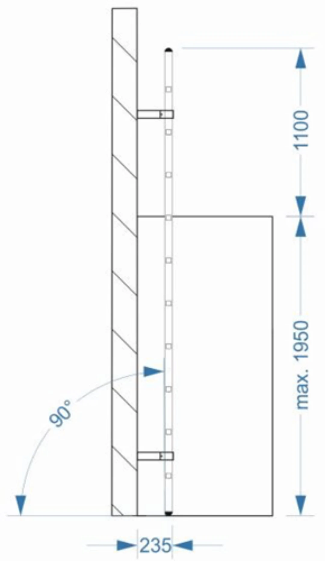 Gropstege med fästvinkel, l=3m, aluminium