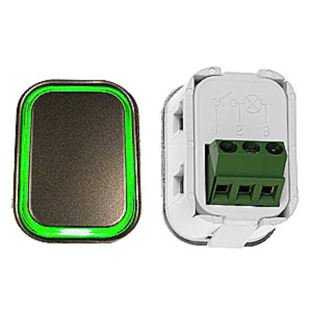Knapp HM-2535-S grön med blank RF tryckbricka