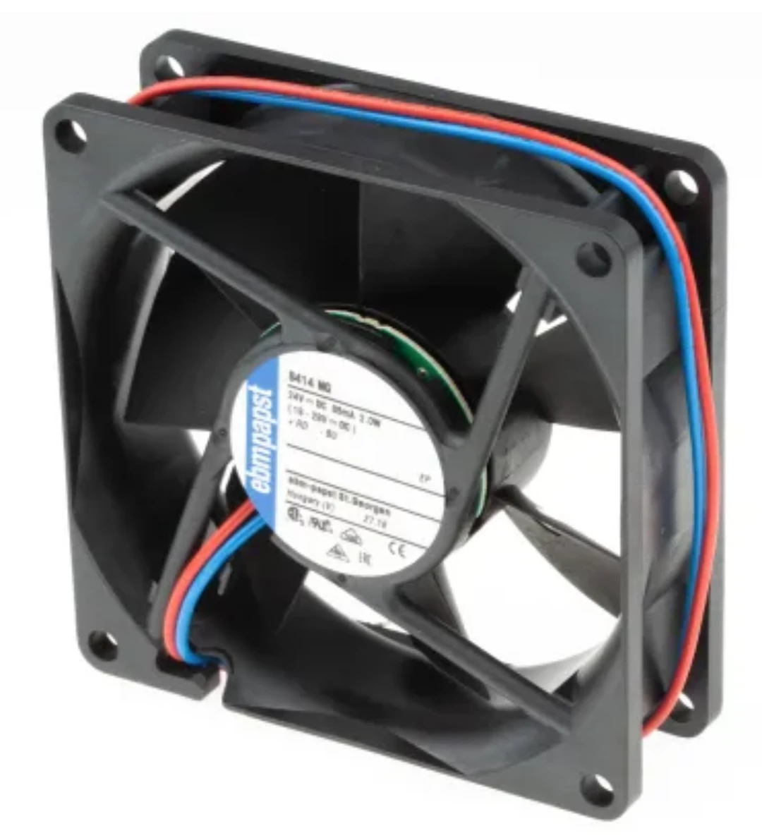 Axialfläkt, ebm-papst 8414NG, 80x80x25mm, 24VDC/2,2W/69m³/h