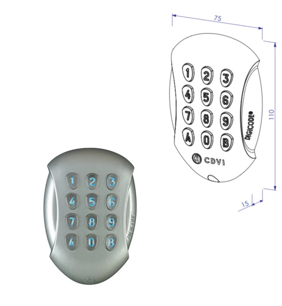 Kodlås, CDVI, Galeo W, 12VDC, utanpåligg., med kabel