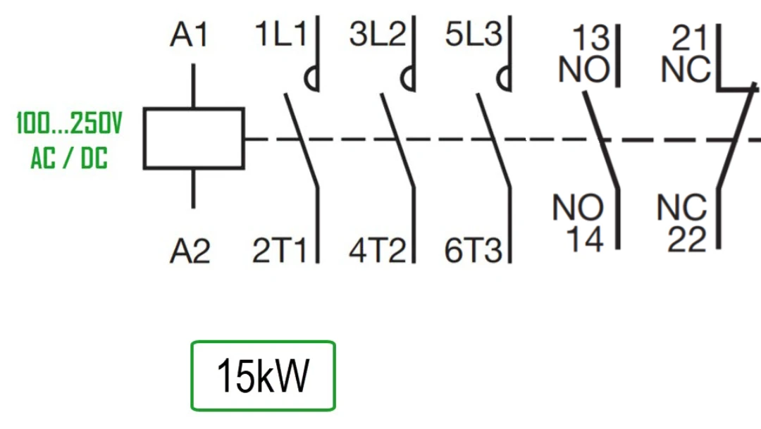 Kontaktor, Schneider/Telemec., LC1D32KUE, 100-250V AC/DC, 32A/15kW