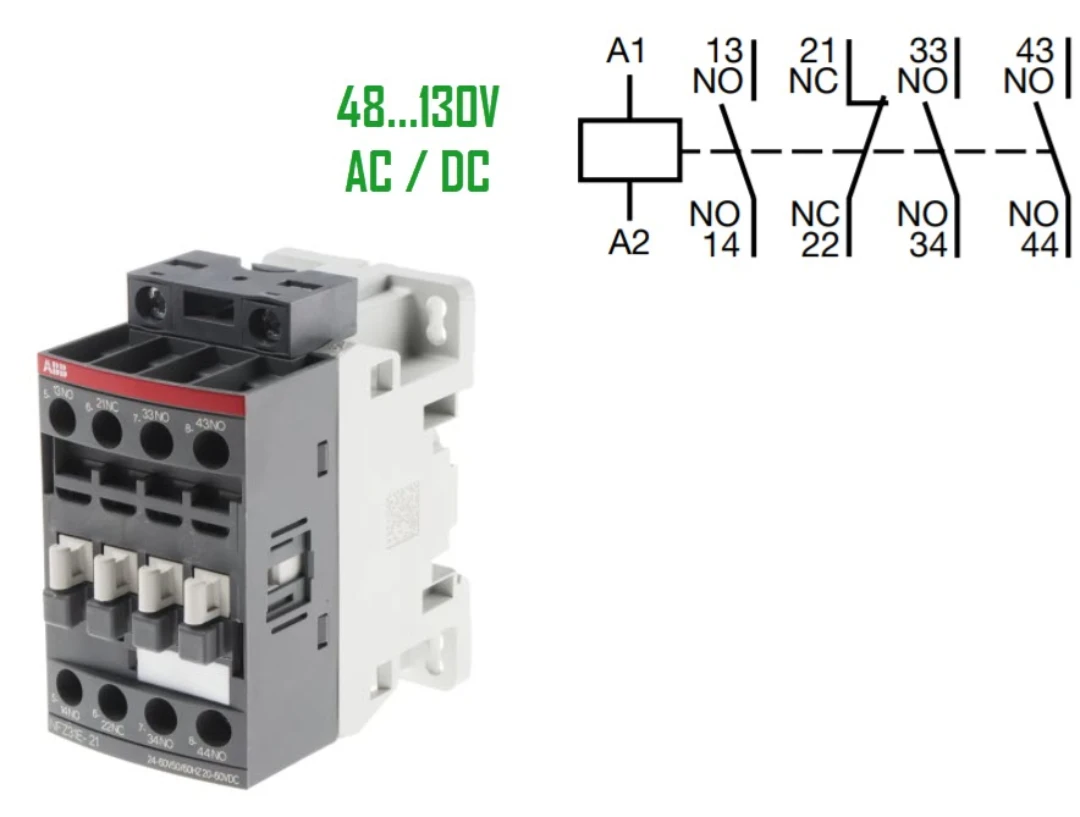 Kontaktorrelä, ABB NF-31, 48-130V AC+DC, Skruvansl., 3NO/1NC