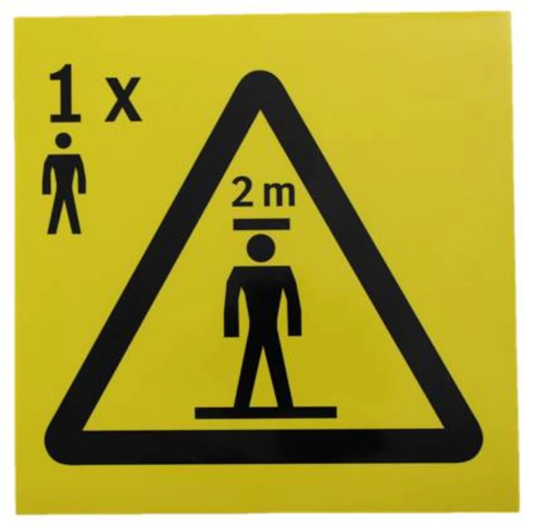 Dekal, räddningsutrymme 2m, 1 person stående