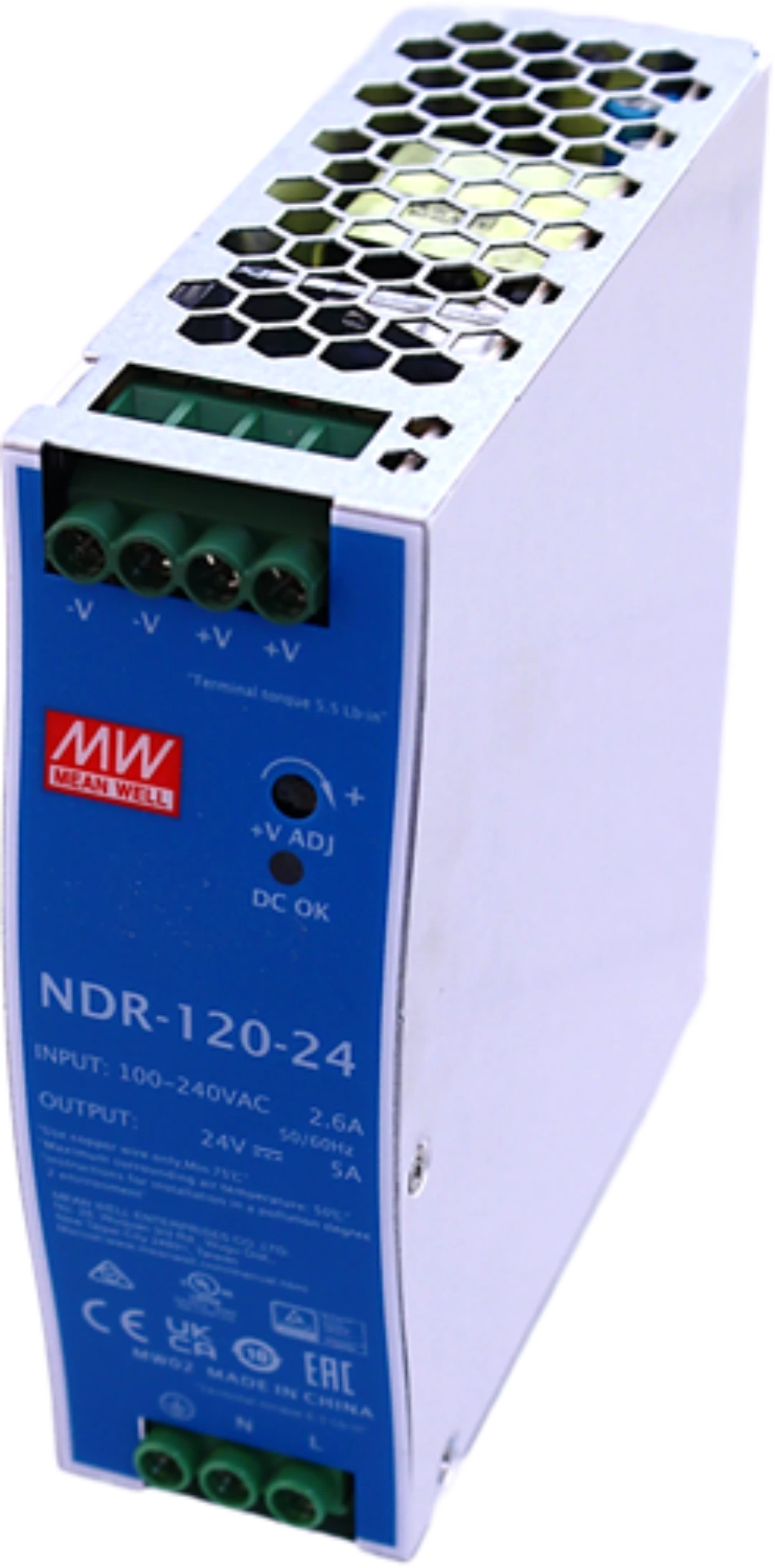 Nätaggregat, switchat, NDR-120-24, 24VDC, 120W, 5A