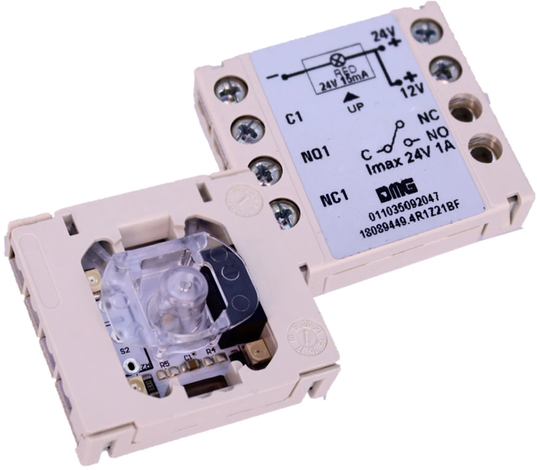 Kontaktblock/Knappelement, DMG, BF, 1CO kontakt 12/24VDC, röd LED