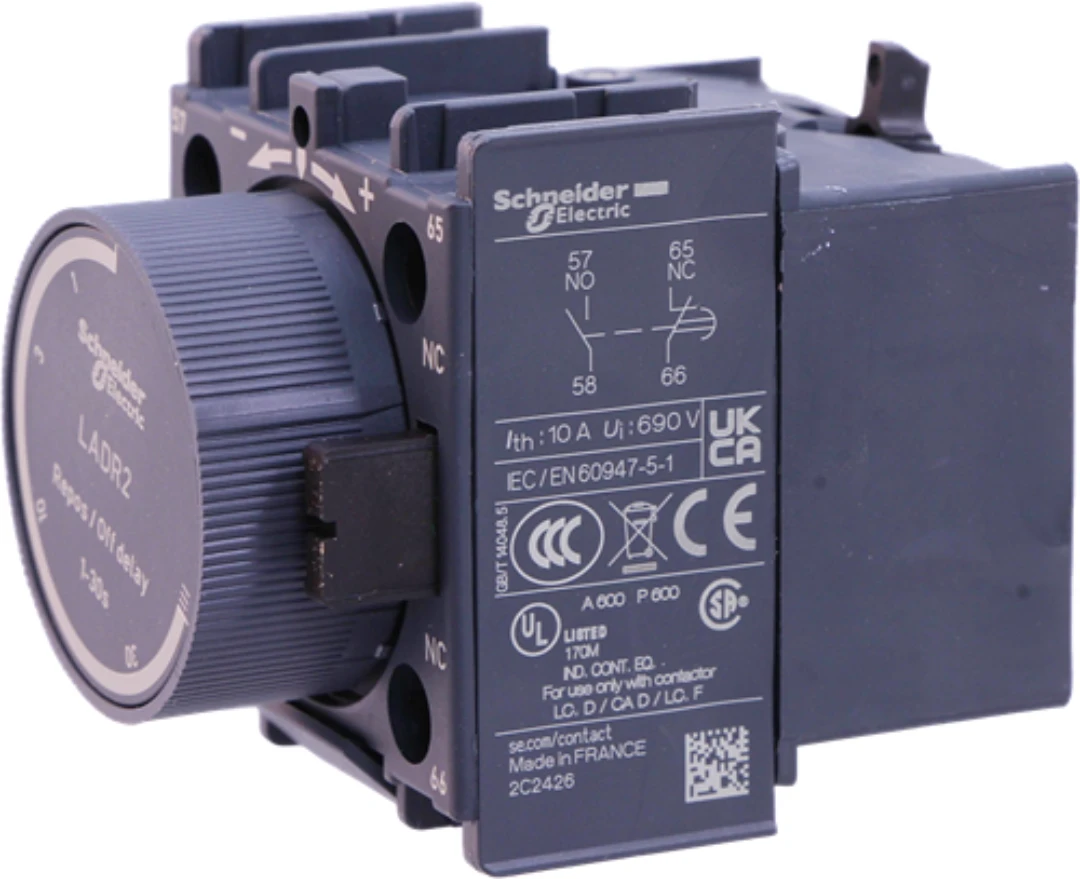 Tidblock, Schneider/Telemec., LADR2, OFF DELAY, 1-30s, 1NO/1NC