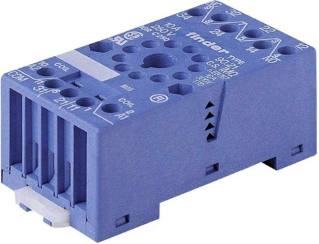 Reläsockel, Finder, 11-pin, för 3CO-kontakter, Type 90.21