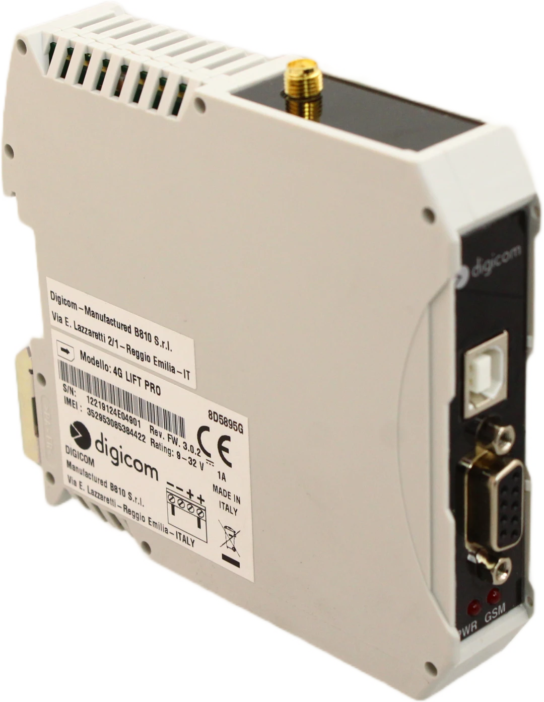 4G/LTE Gateway, DigiCom, enligt EN81-28, för Nödtelefon, DIN-skena