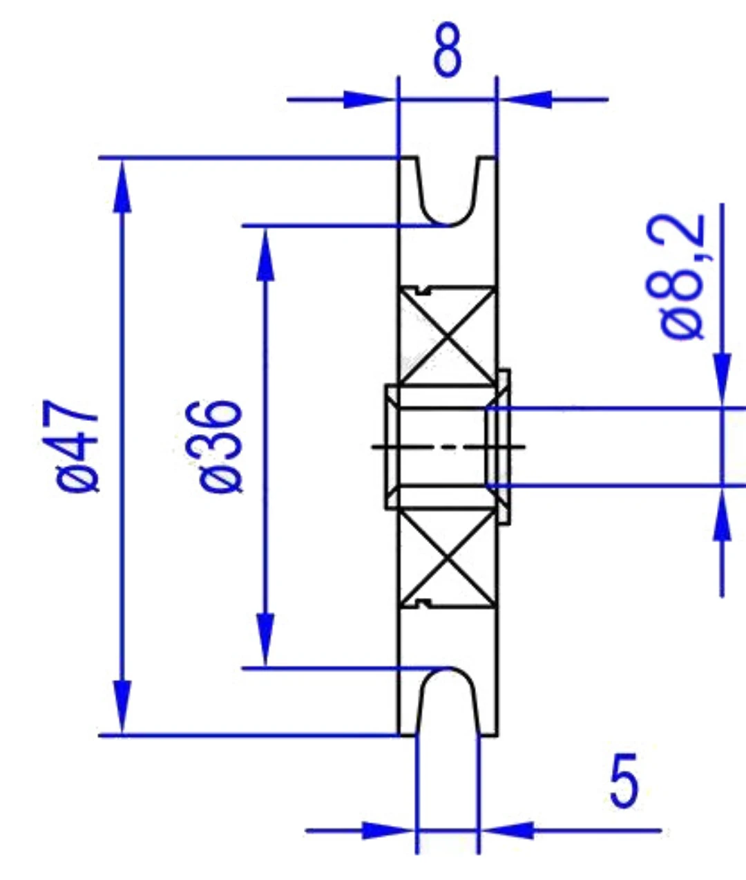 Synkrulle, Fermator, ø47/36/8,2 x 10/8mm