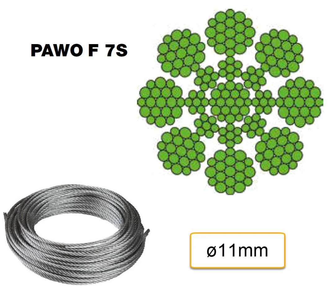 Lina, G Wolf PAWO F7S, ø11mm, 8x19W-IWRC 1570 N/mm², anpassad/meter